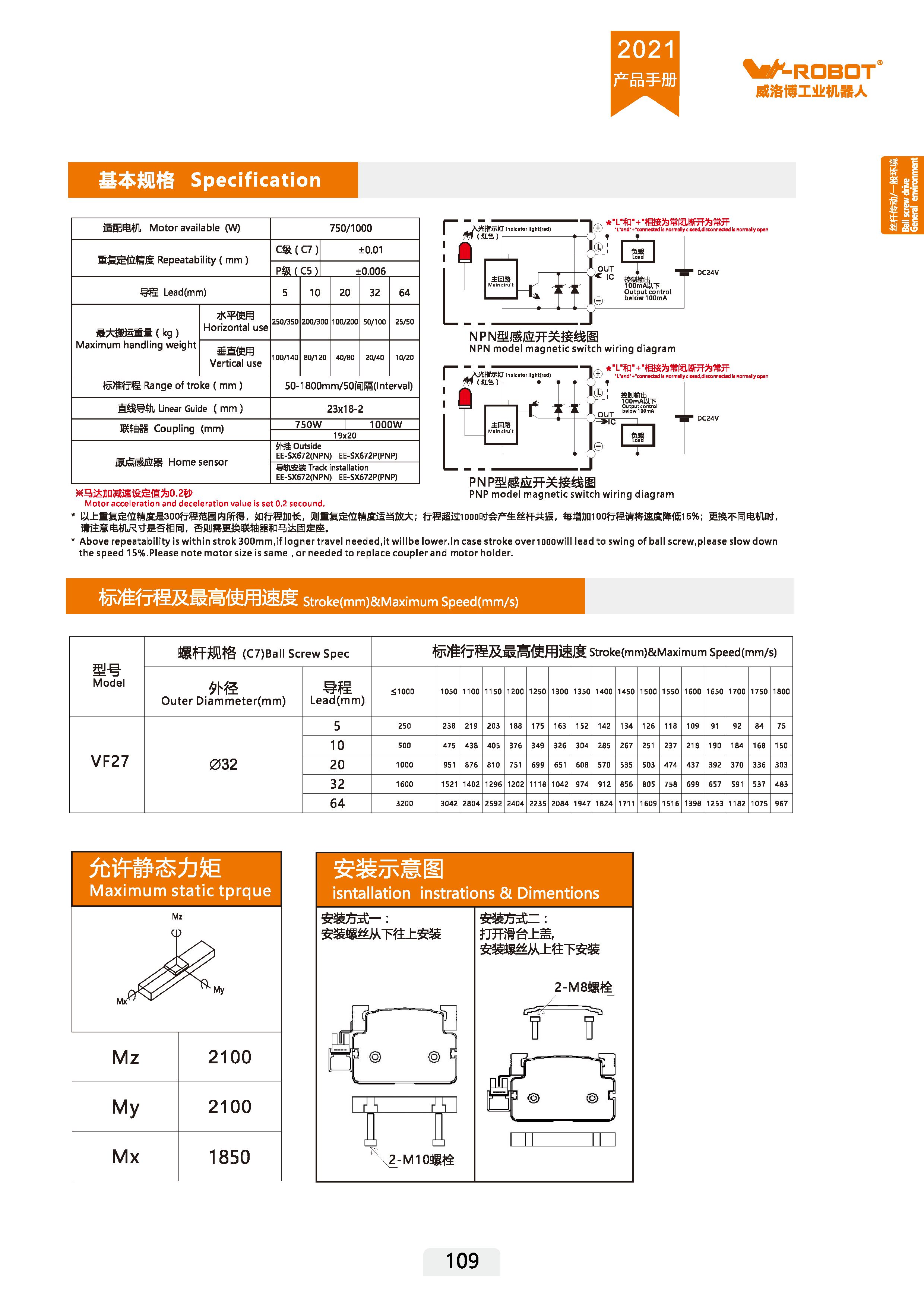半密封-丝杆线性滑台模组-VF27