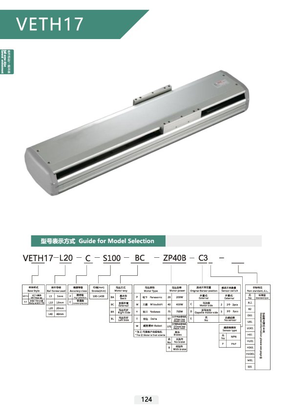 半密封-滚珠丝杆模组-VETH17