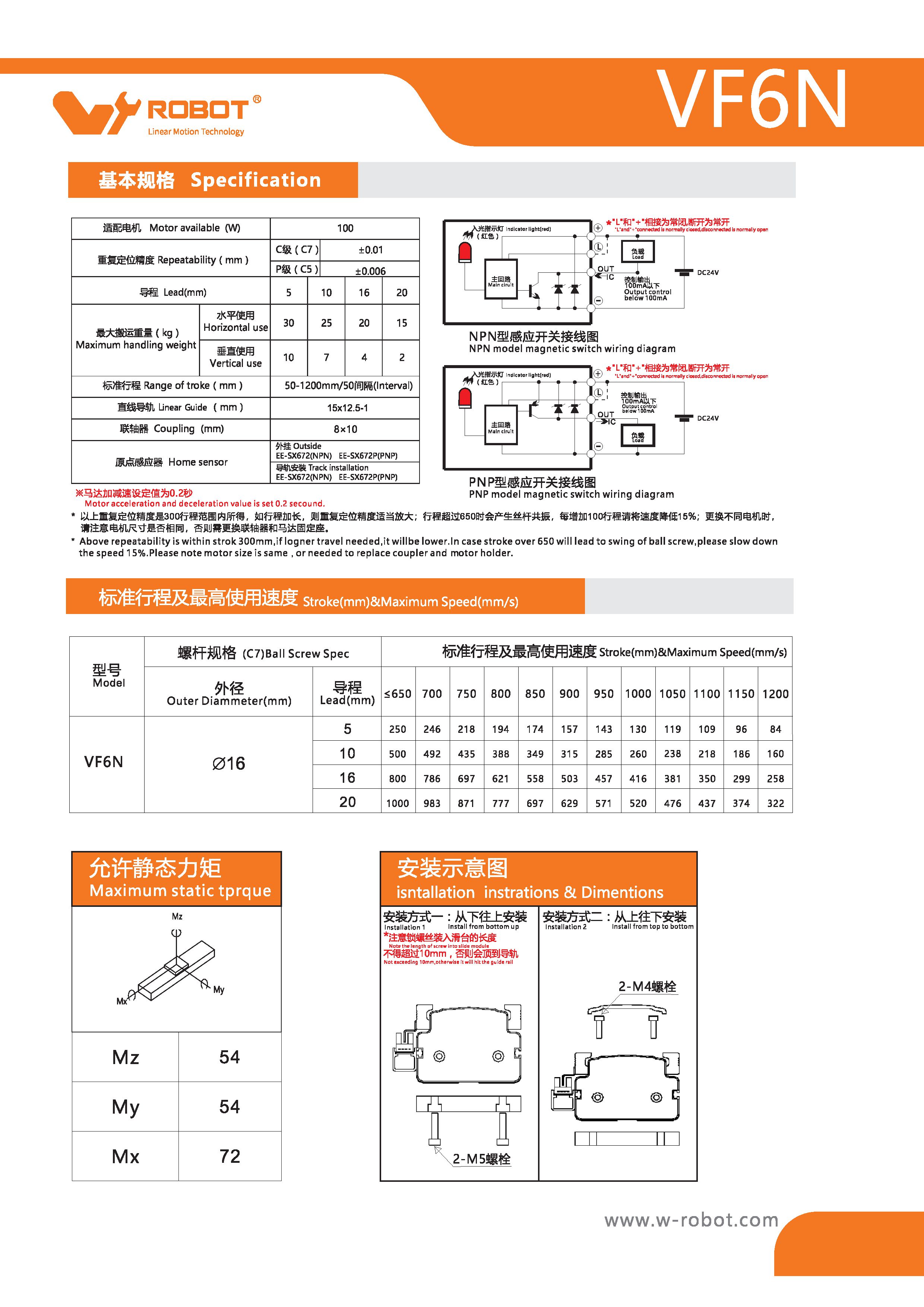 半密封-丝杆线性滑台模组-VF6N