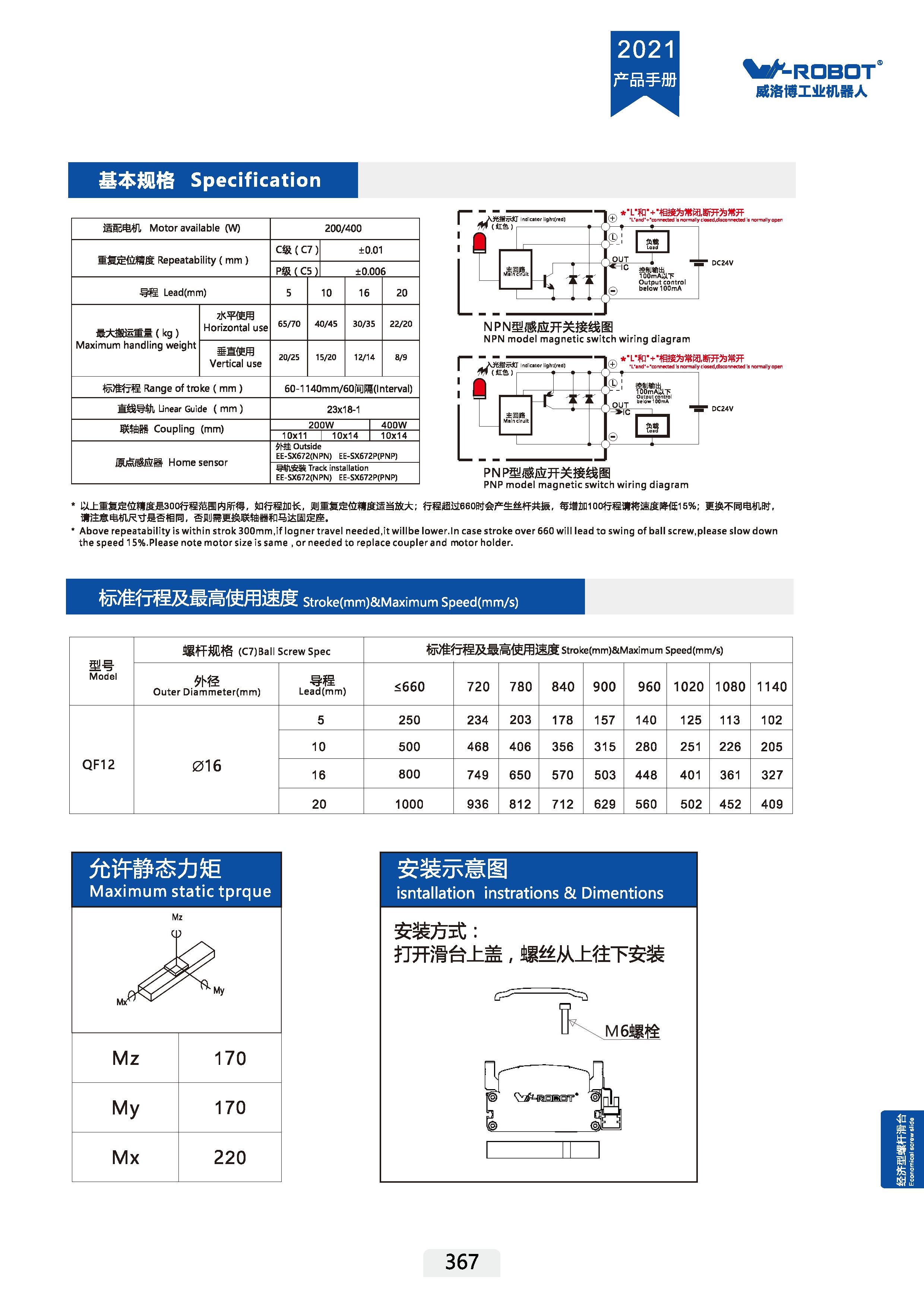 滚珠丝杠直线执行器-QF12