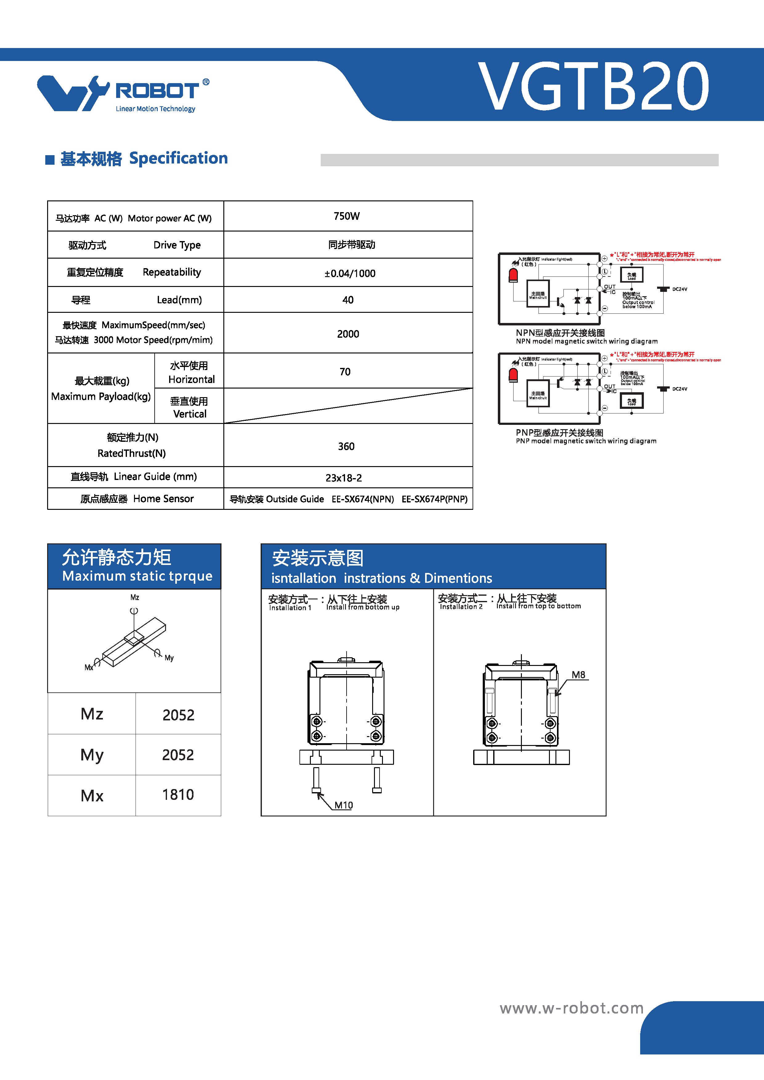 全密封-内嵌式皮带模组-VGTB20